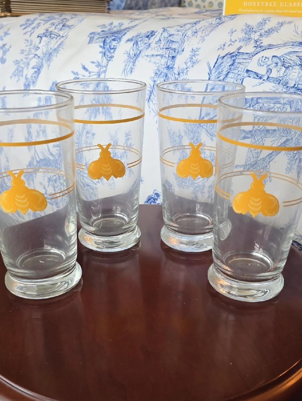 NWT Williams-Sonoma Honeybee Glasses Set Of 4, 14 Oz Glasses 🐝